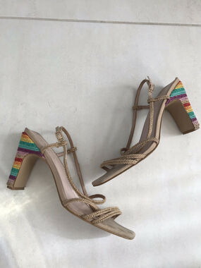 Revolve X Raye Cherie Rainbow Jute Strappy Sandals